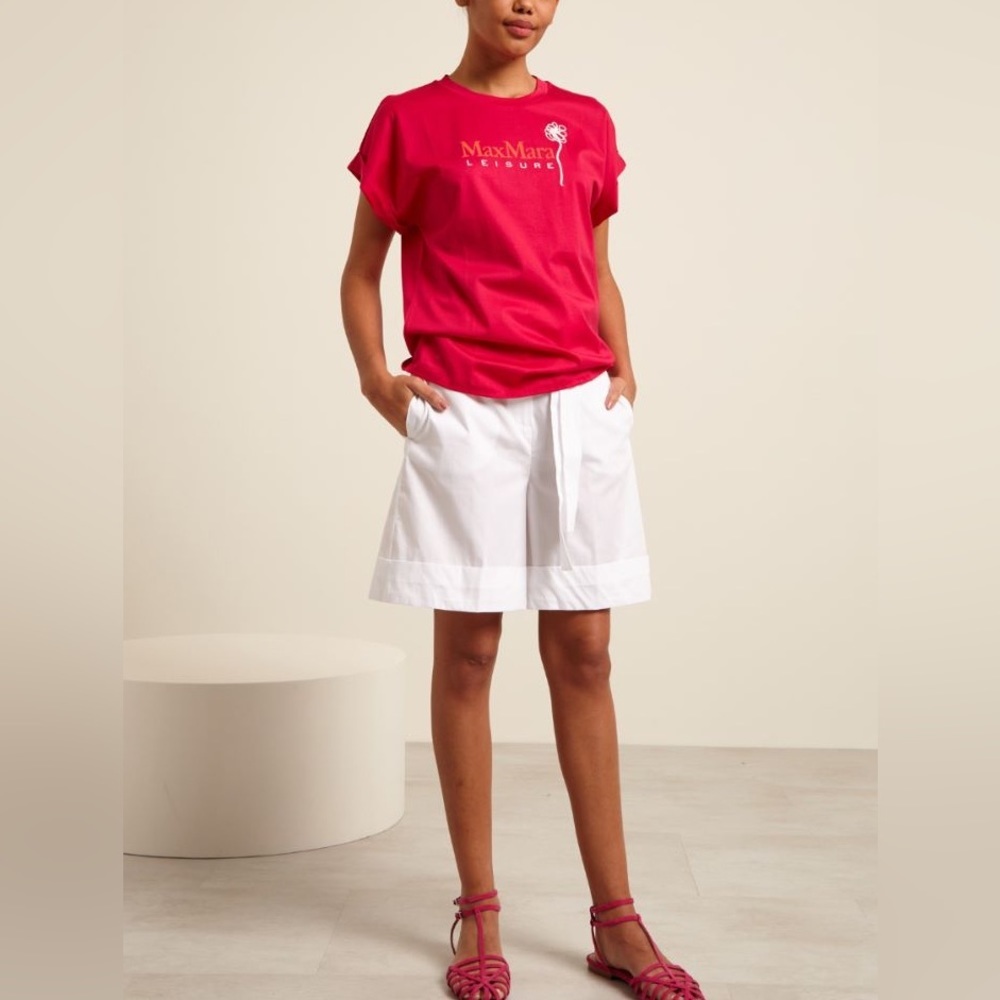 Max Mara Leisure Label-cut Embroidery T-Shirt Size: S& M US4; US6 Spring/Summer